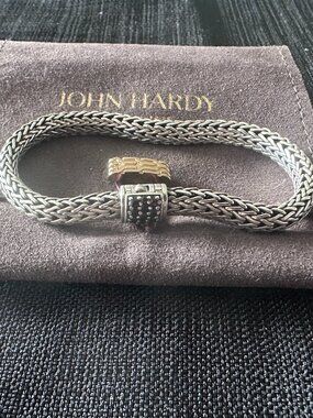 John Hardy Classic Chain 7mm Black Sapphire Sterling Silver Bracelet 925